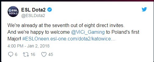 [Dota 2] ViCi Gaming посетят ESL One Katowice 2018